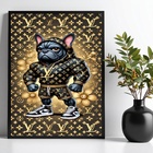 Quadro Bulldog Francês Bombado Rico 45x34cm - Com Vidro Moldu