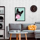Quadro Bulldog Francês Chicletes 33x24cm - Com Vidro Moldura: