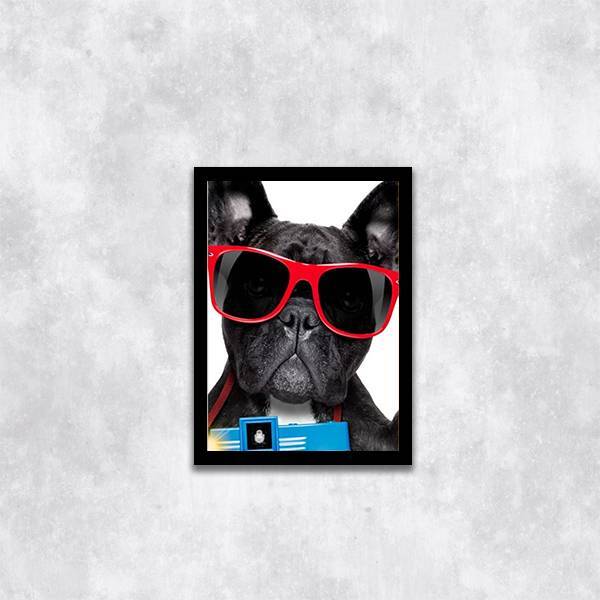 Quadro Bulldog Francês Férias 24x18cm - Com Vidro Moldura:mad