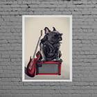 Quadro Bulldog Francês Rock 45x34cm - Com Vidro Moldura:madei