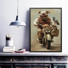 Quadro Bulldog Motociclista 45x34cm - Com Vidro Moldura:madei