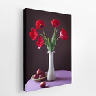 Quadro Buquê De Tulipas Vermelhas Com Maçãs Canvas 140x90cm