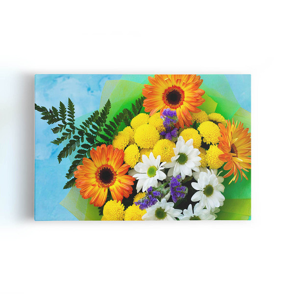 Quadro Buquê Mix De Flores Coloridas Canvas 120x80cm