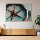 Quadro Bússola Azul com Vidro 100x70cm Arte Própria