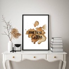 Quadro But First Coffee - Aquarela 24x18cm Moldura Branca