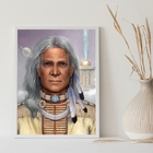 Quadro Caboclo Pena Branca 45x34cm - Com Vidro Moldura:madeir