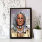 Quadro Caboclo Pena Branca 45x34cm Moldura:madeira Preta