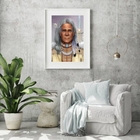 Quadro Caboclo Pena Branca - 60x48cm Moldura:madeira Branca