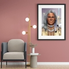 Quadro Caboclo Pena Branca - 60x48cm Moldura:madeira Preta