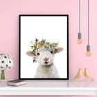 Quadro Cabritinho Coroa De Flores 24x18cm - Com Vidro Moldura