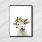 Quadro Cabritinho Coroa De Flores 33x24cm - Com Vidro Moldura
