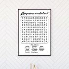 Quadro Caça Palavras Para Banheiro 24x18cm Moldura:madeira Pr