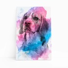 Quadro Cachorro Beagle Tinta Aquarela Canvas 30x40cm