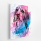 Quadro Cachorro Beagle Tinta Aquarela Canvas 30x40cm