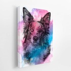 Quadro Cachorro Border Collie Aquarela Tinta Canvas 60x40cm