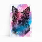 Quadro Cachorro Border Collie Aquarela Tinta Canvas 60x40cm