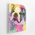 Quadro Cachorro Buldogue Inglês Aquarela Canvas 60x40cm