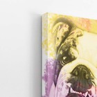 Quadro Cachorro Buldogue Inglês Aquarela Canvas 60x40cm