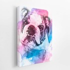 Quadro Cachorro Buldogue Inglês Canvas Aquarela 30x40cm