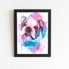Quadro Cachorro Buldogue Inglês Moldura Aquarela 20x30cm
