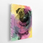 Quadro Cachorro Cão Pug Tinta Aquarela Canvas 30x40cm