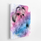 Quadro Cachorro Cão Shih Tzu Fêmea Aquarela Canvas 30x40cm