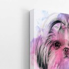 Quadro Cachorro Cão Shih Tzu Fêmea Aquarela Canvas 60x40cm