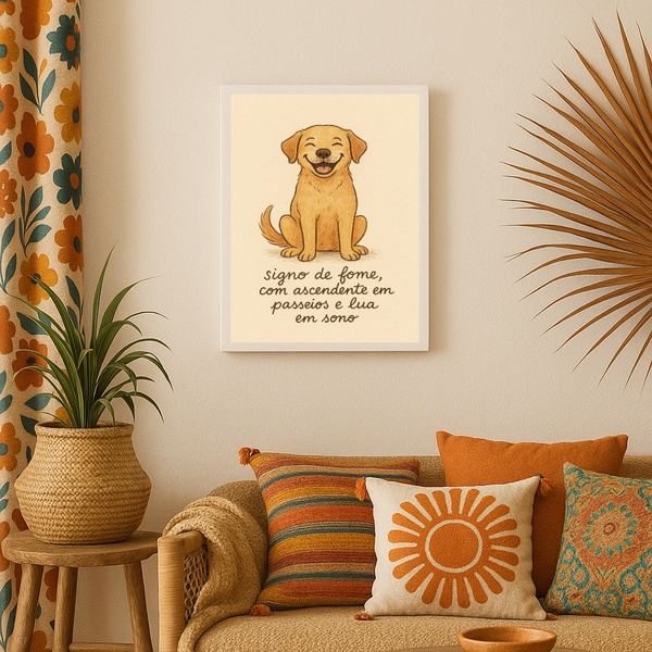 Quadro Cachorro Caramelo Signo Humor 24x18cm - Com Vidro Mold