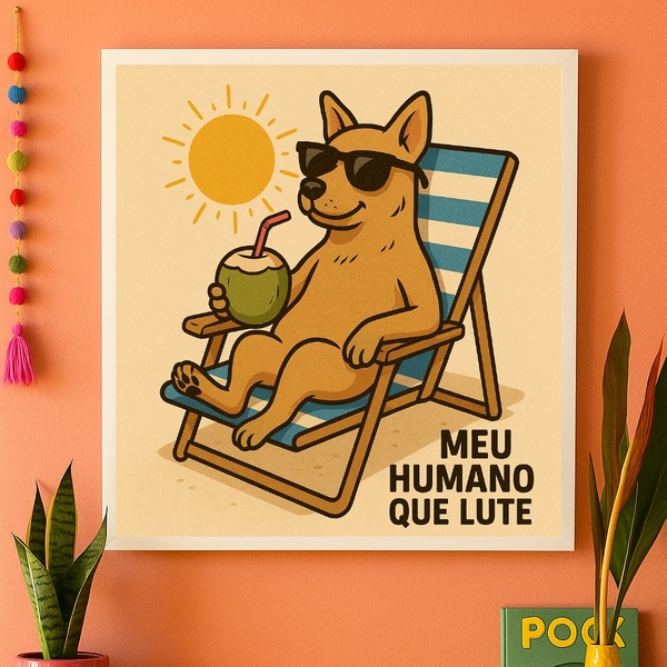 Quadro Cachorro Caramelo Sombra E Água Fresca - 33x33cm Moldu