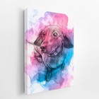 Quadro Cachorro Daschund Salsicha Aquarela Canvas 30x40cm