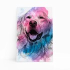Quadro Cachorro Golden Retriever Aquarela Canvas 20x30cm