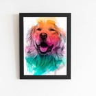 Quadro Cachorro Golden Retriever Aquarela Moldura 60x40cm