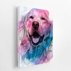 Quadro Cachorro Golden Retriever Canvas Aquarela 60x40cm