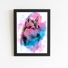 Quadro Cachorro Husky Siberiano Moldura Aquarela 20x30cm
