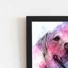 Quadro Cachorro Labrador Aquarela Tinta Moldura 20x30cm