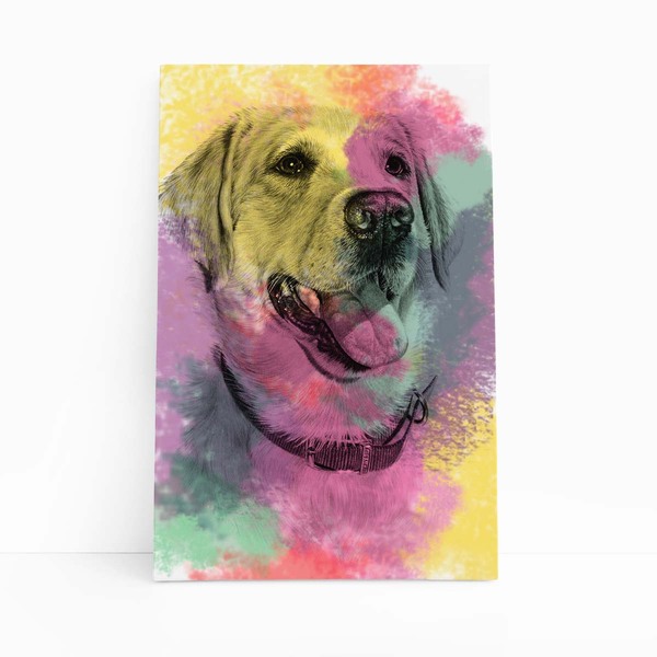 Quadro Cachorro Labrador Tinta Aquarela Canvas 30x40cm
