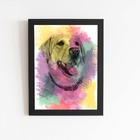 Quadro Cachorro Labrador Tinta Aquarela Moldura 30x40cm