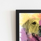 Quadro Cachorro Labrador Tinta Aquarela Moldura 60x40cm