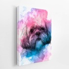 Quadro Cachorro Maltês Aquarela Tinta Canvas 20x30cm