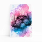 Quadro Cachorro Maltês Aquarela Tinta Canvas 30x40cm