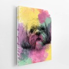 Quadro Cachorro Maltês Tinta Aquarela Canvas 60x40cm