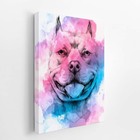 Quadro Cachorro Pitbull Aquarela Tinta Canvas 30x40cm