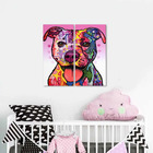 Quadro Cachorro Pitbull Moderno 2 Peças