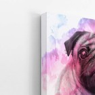 Quadro Cachorro Pug Cão Tinta Aquarela Canvas 30x40cm