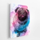 Quadro Cachorro Pug Cão Tinta Aquarela Canvas 30x40cm