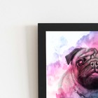 Quadro Cachorro Pug Cão Tinta Aquarela Moldura 20x30cm