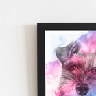 Quadro Cachorro Schnauzer Aquarela Tinta Moldura 30x40cm