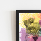 Quadro Cachorro Schnauzer Tinta Aquarela Moldura 60x40cm