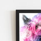 Quadro Cachorro Yorkshire Terrier Moldura Aquarela 60x40cm