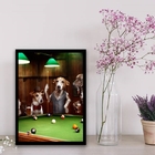 Quadro Cachorros Jogando Sinuca 33x24cm - Com Vidro Moldura:m